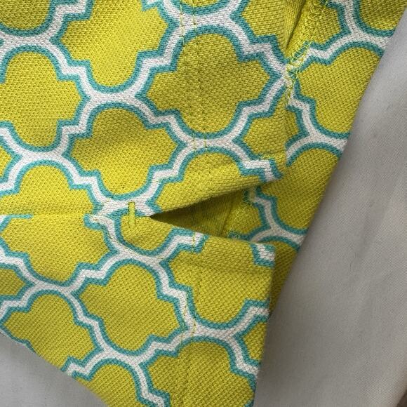 Lands'‎ End Women's Lime Geometric Print Polo Shirt Size XL Preppy Resort Tennis - Picture 8 of 11